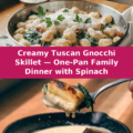 Creamy Tuscan Gnocchi Skillet — One-Pan Family Dinner with Spinach Pinterest recipe pin