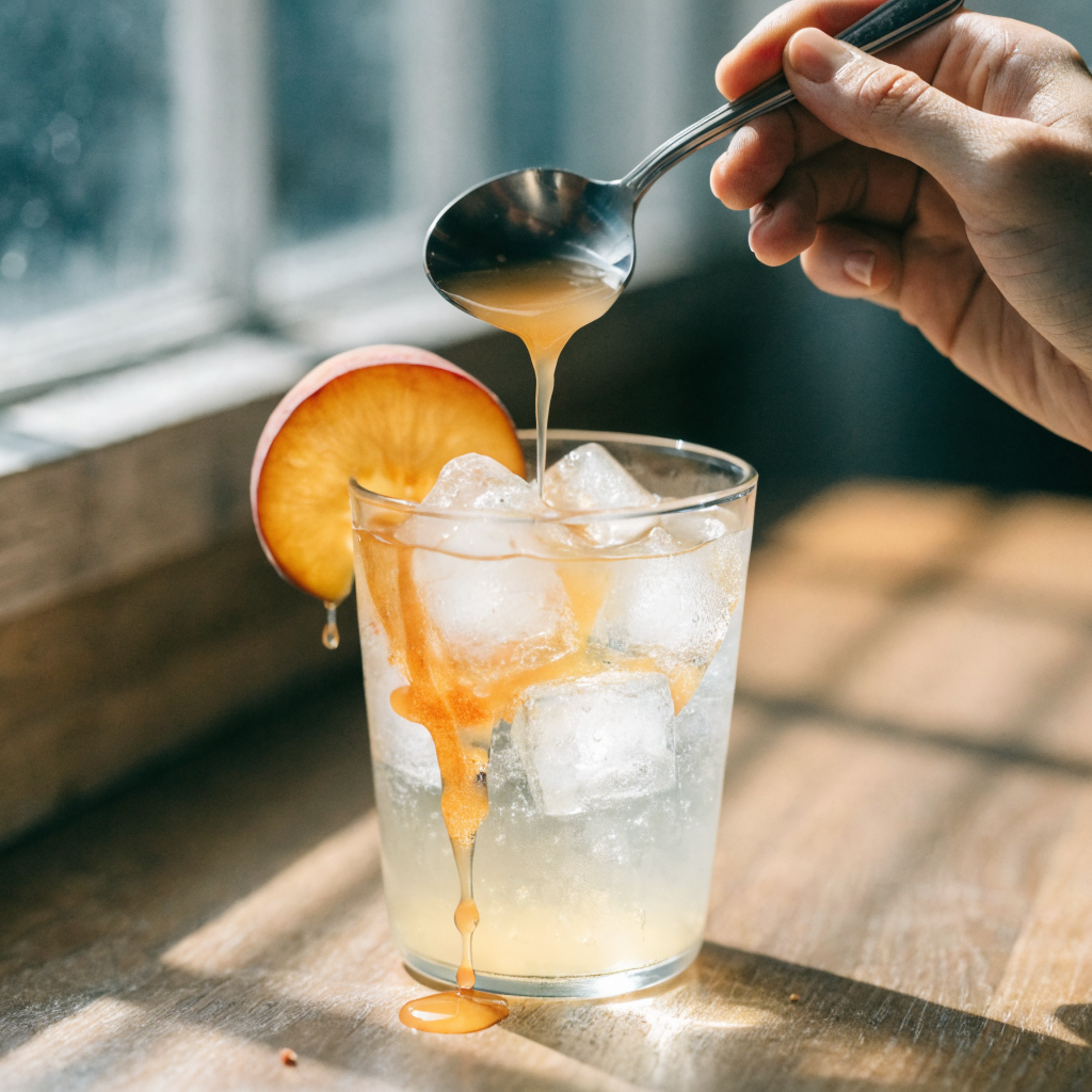 Close-up of homemade peach lemonade