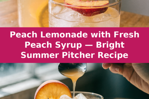 Peach Lemonade with Fresh Peach Syrup — Bright Summer Pitcher Recipe Pinterest recipe pin
