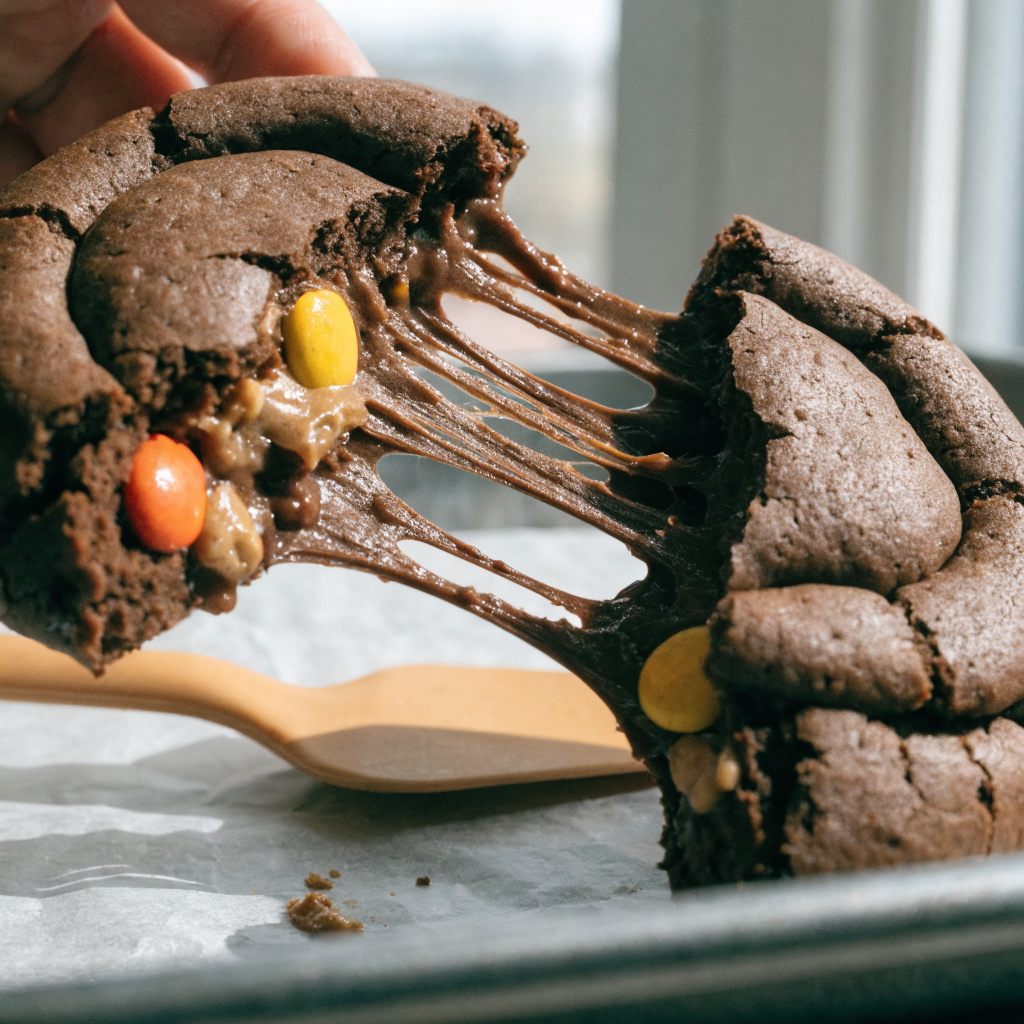 Close-up of peanut butter reese's pieces cookies