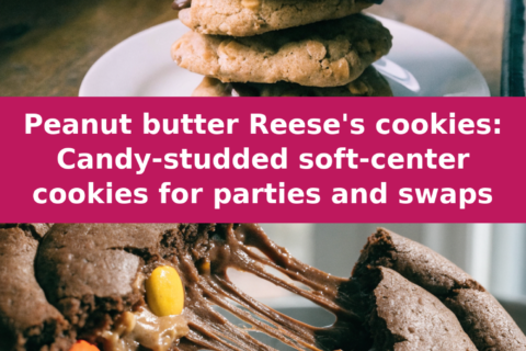 Peanut butter Reese's cookies: Candy-studded soft-center cookies for parties and swaps Pinterest recipe pin