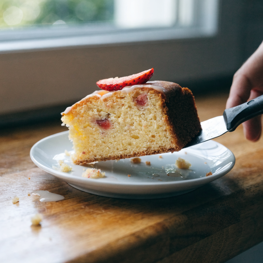 Close-up of strawberry pound cake