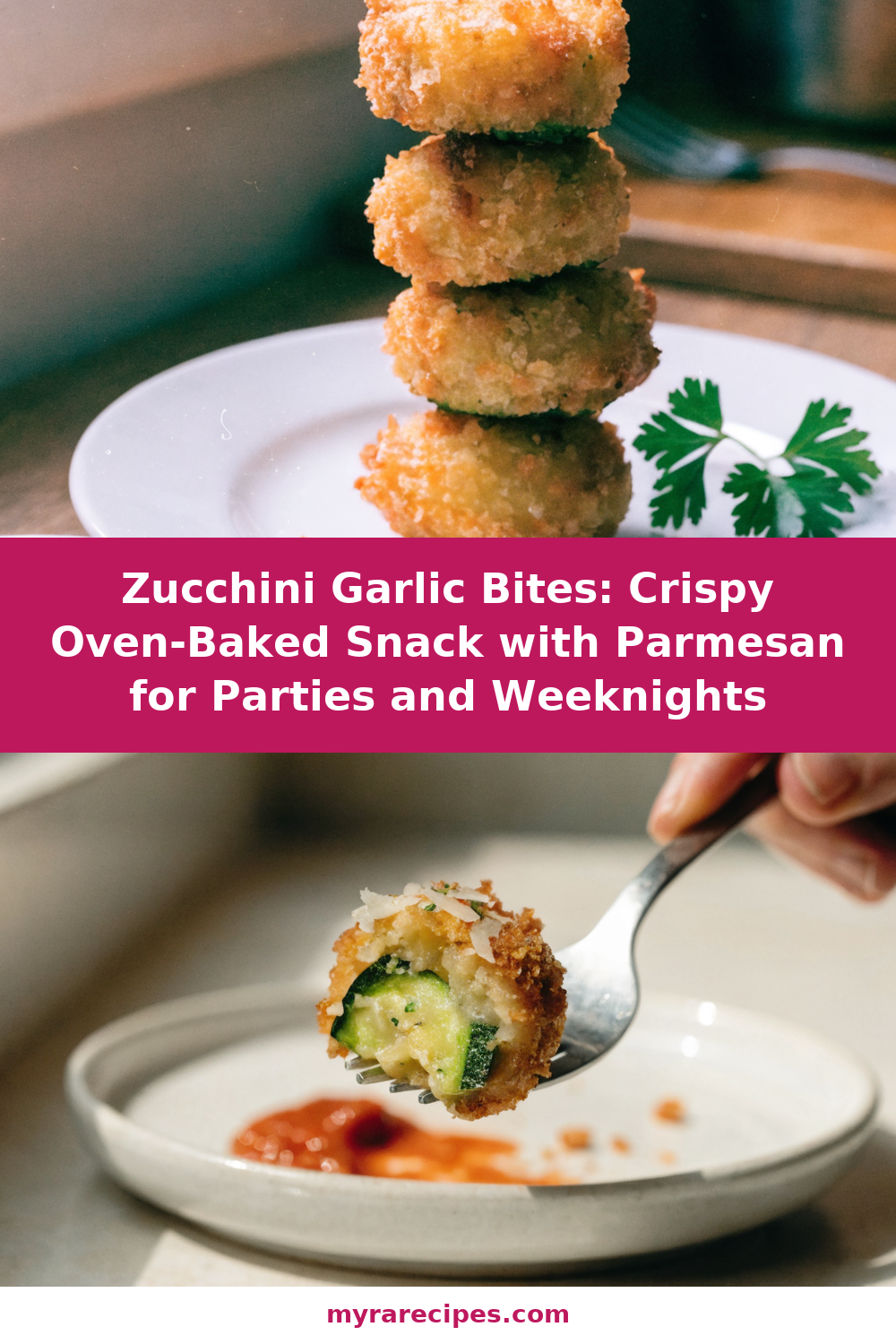 Zucchini Garlic Bites: Crispy Oven-Baked Snack with Parmesan for Parties and Weeknights Pinterest recipe pin