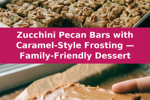 Zucchini Pecan Bars with Caramel-Style Frosting — Family-Friendly Dessert Pinterest recipe pin